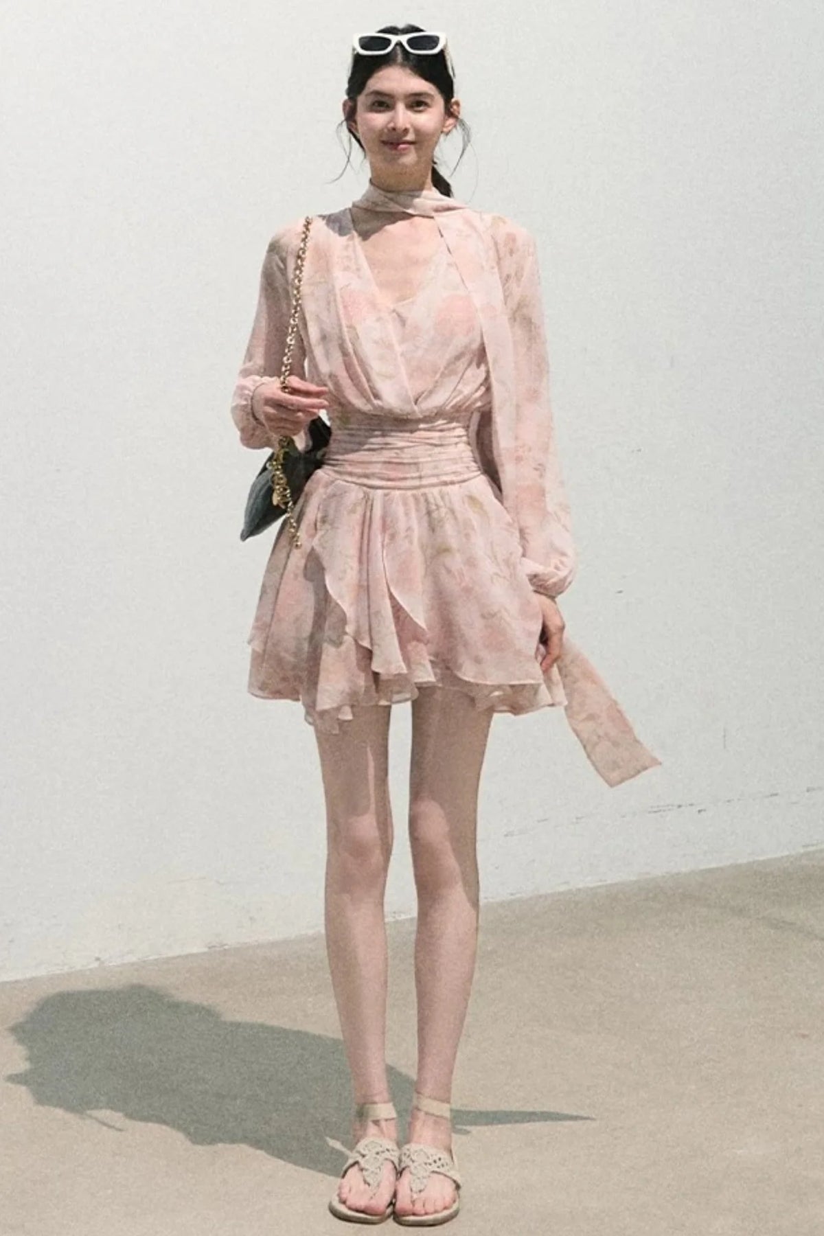 Cloud-Like Pink V-Neck Dress