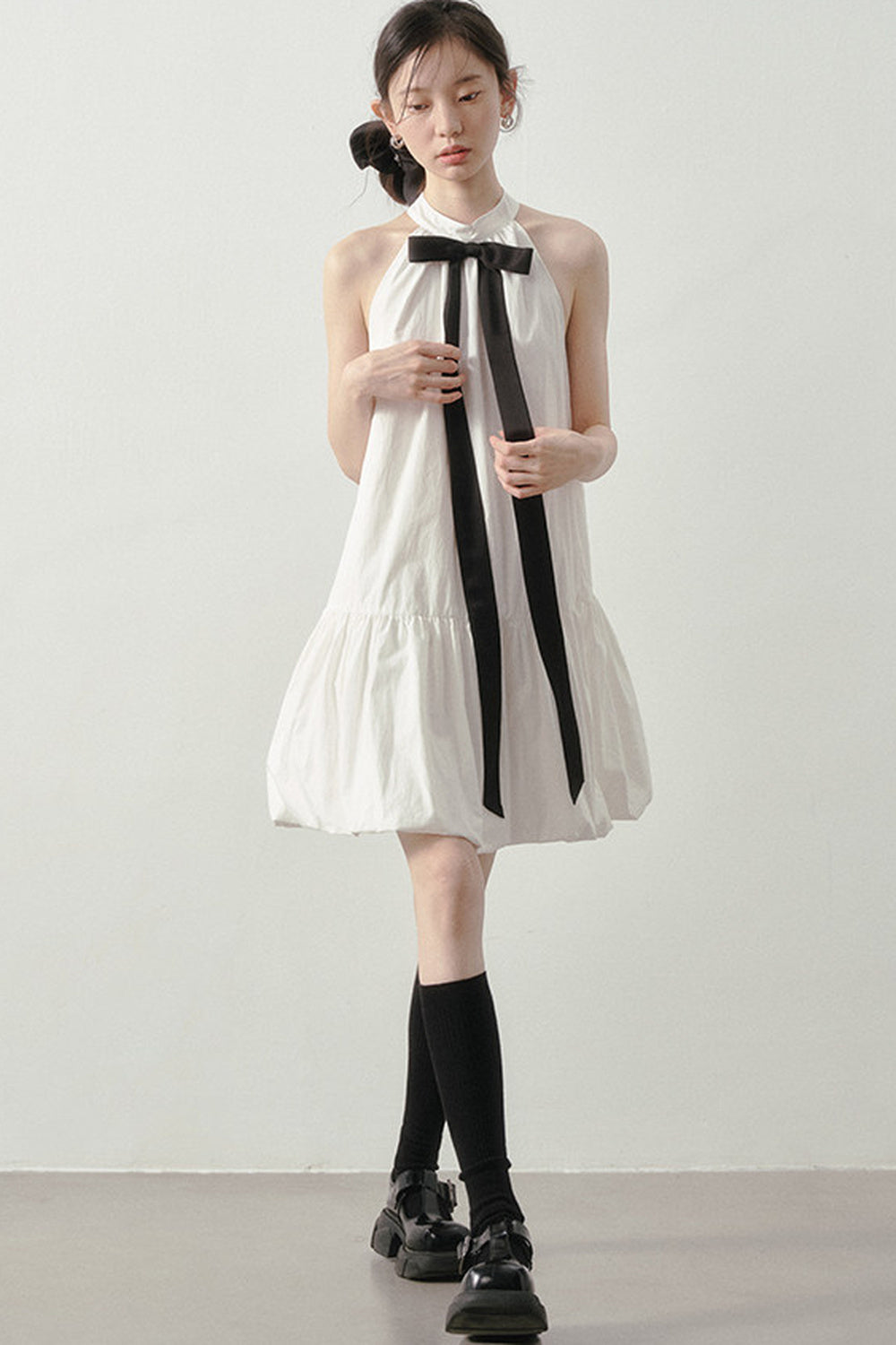 Cloud Ribbon Halter Dress