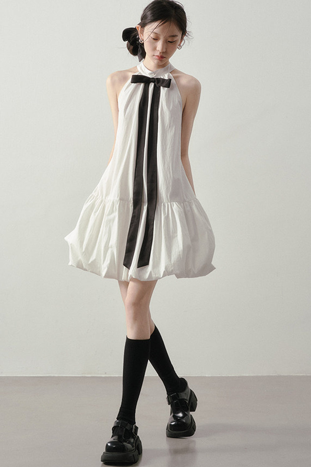 Cloud Ribbon Halter Dress