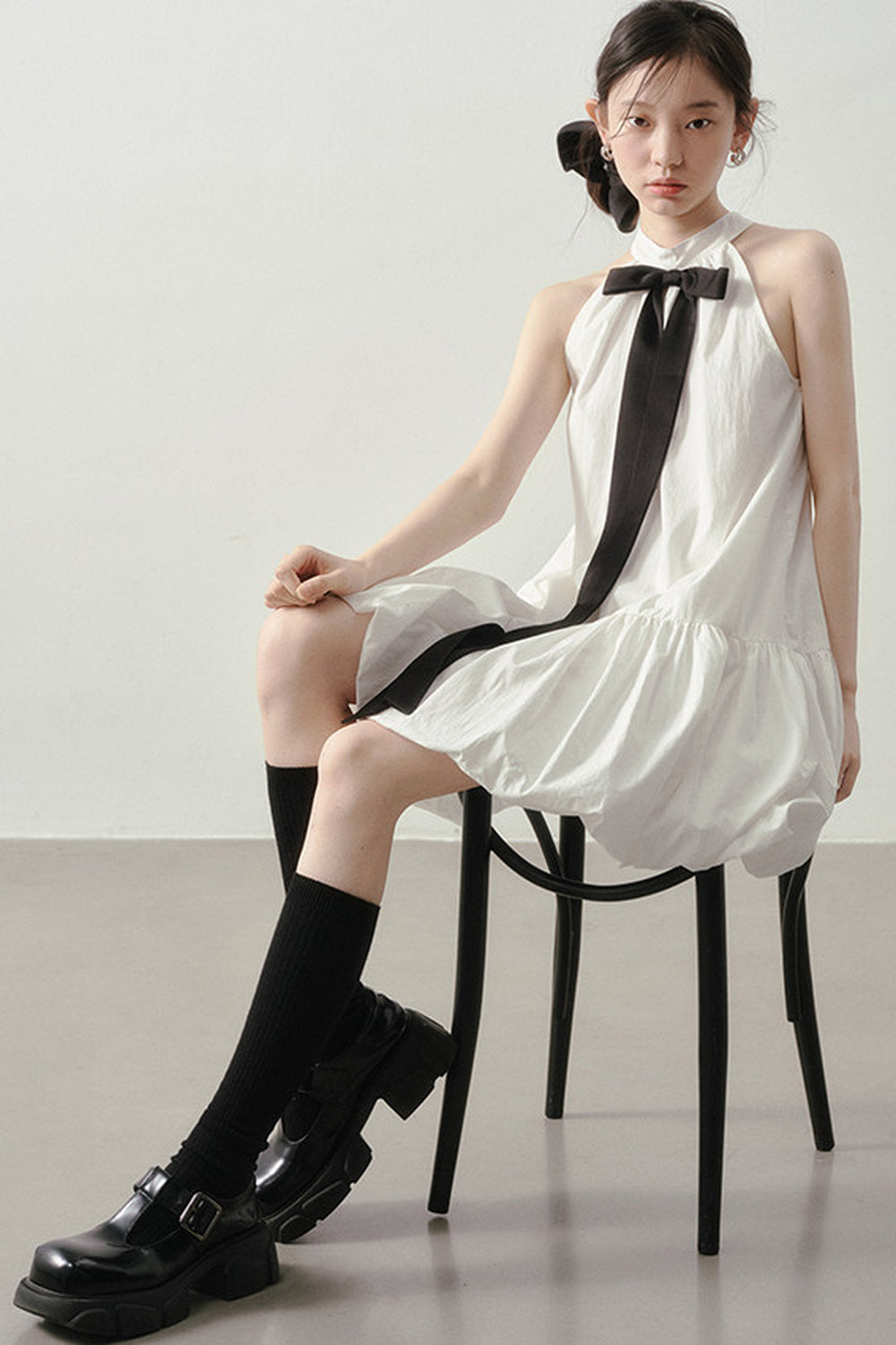 Cloud Ribbon Halter Dress