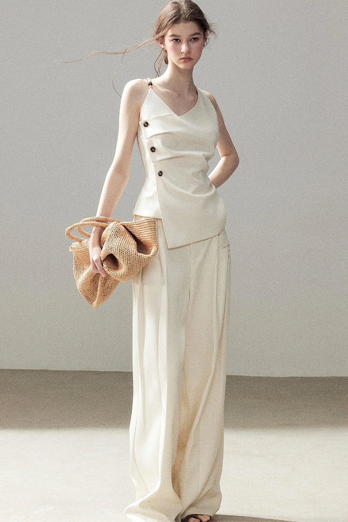 Cloud Shoulder Sleeveless Top and Pants Set