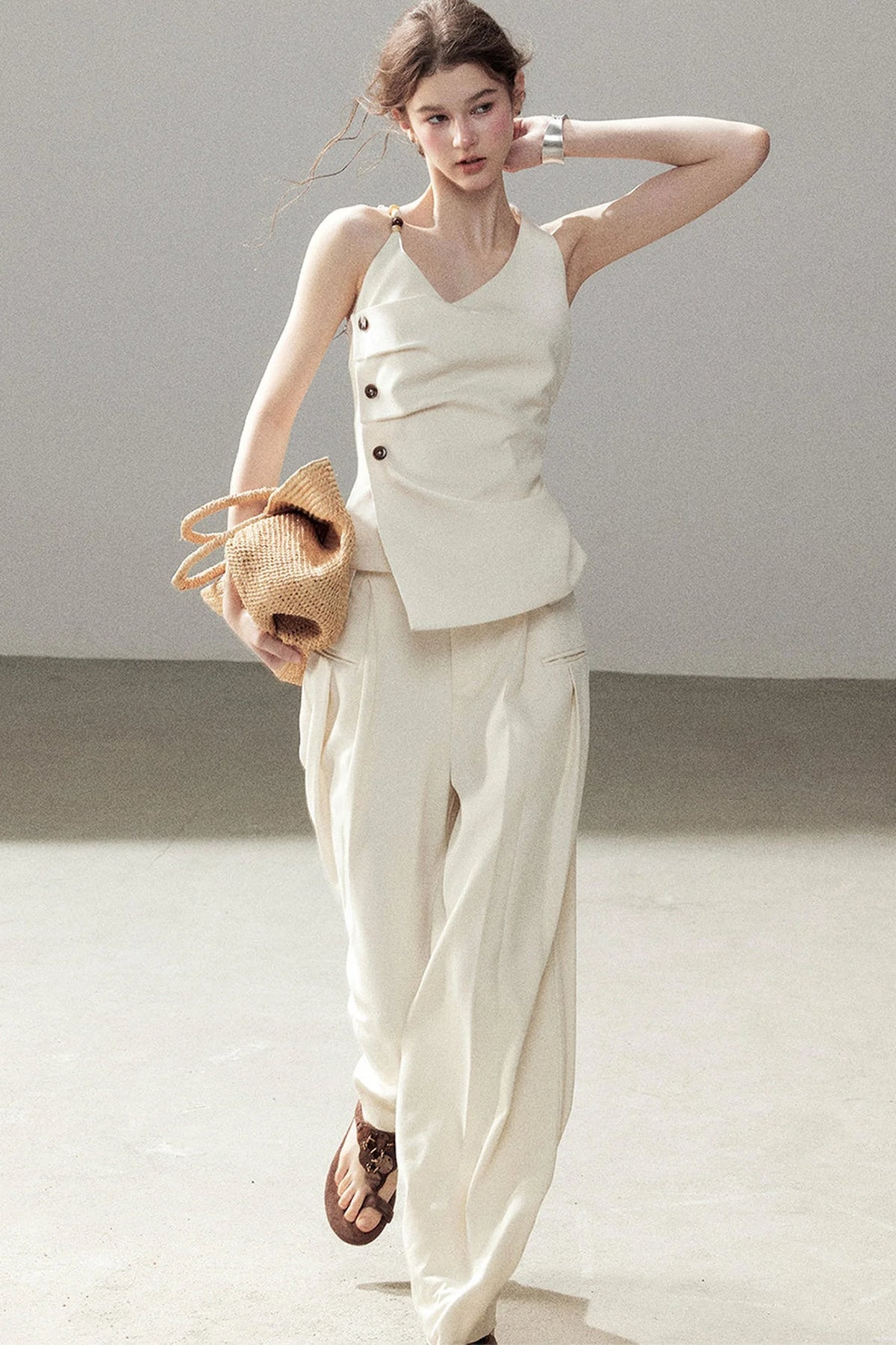 Cloud Shoulder Sleeveless Top and Pants Set