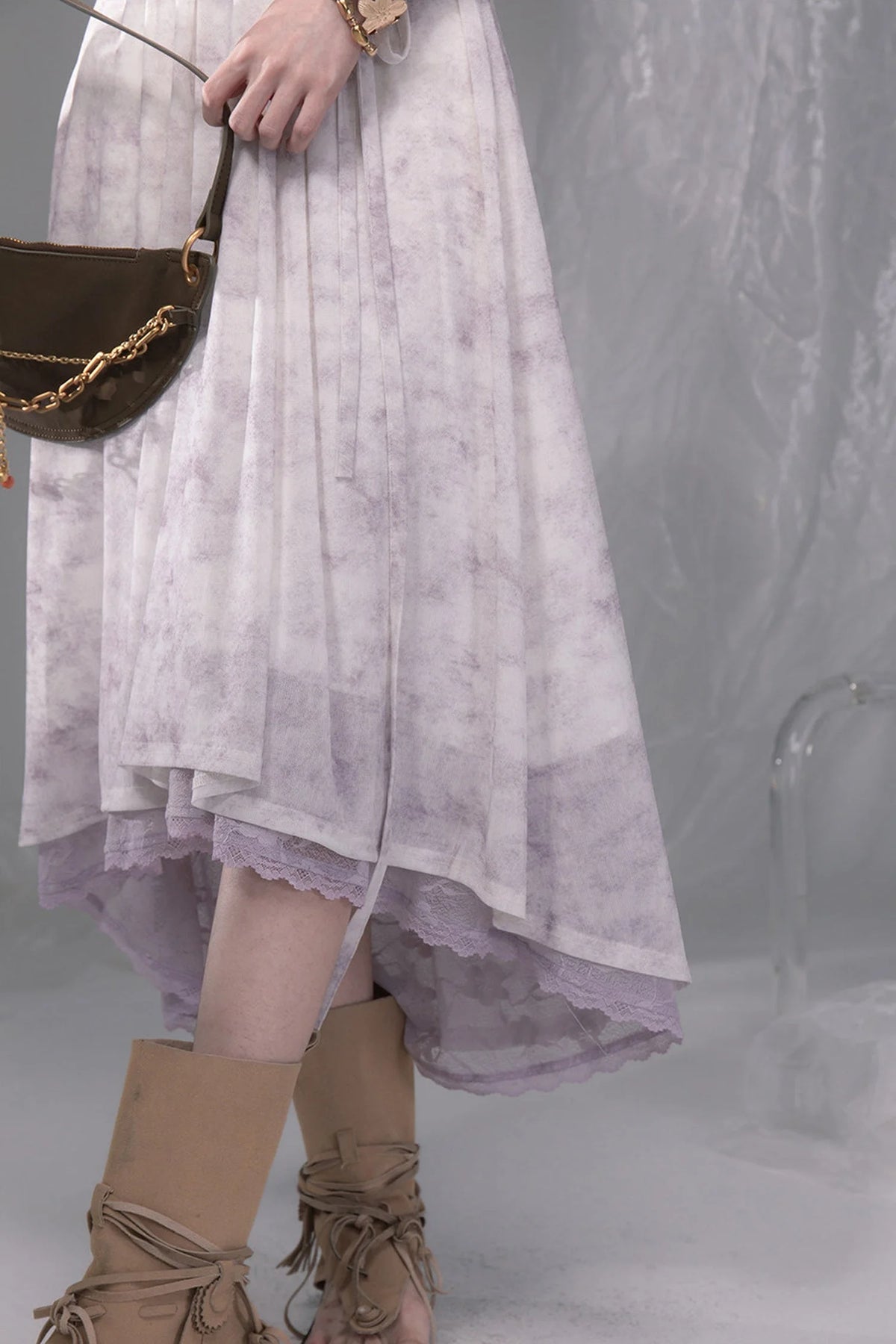 Cloud Smoke Purple Bow Tie Dress