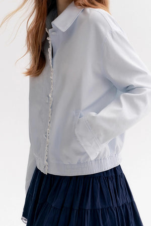 Cloud Stroll Cotton Lace Hem Lapel Jacket