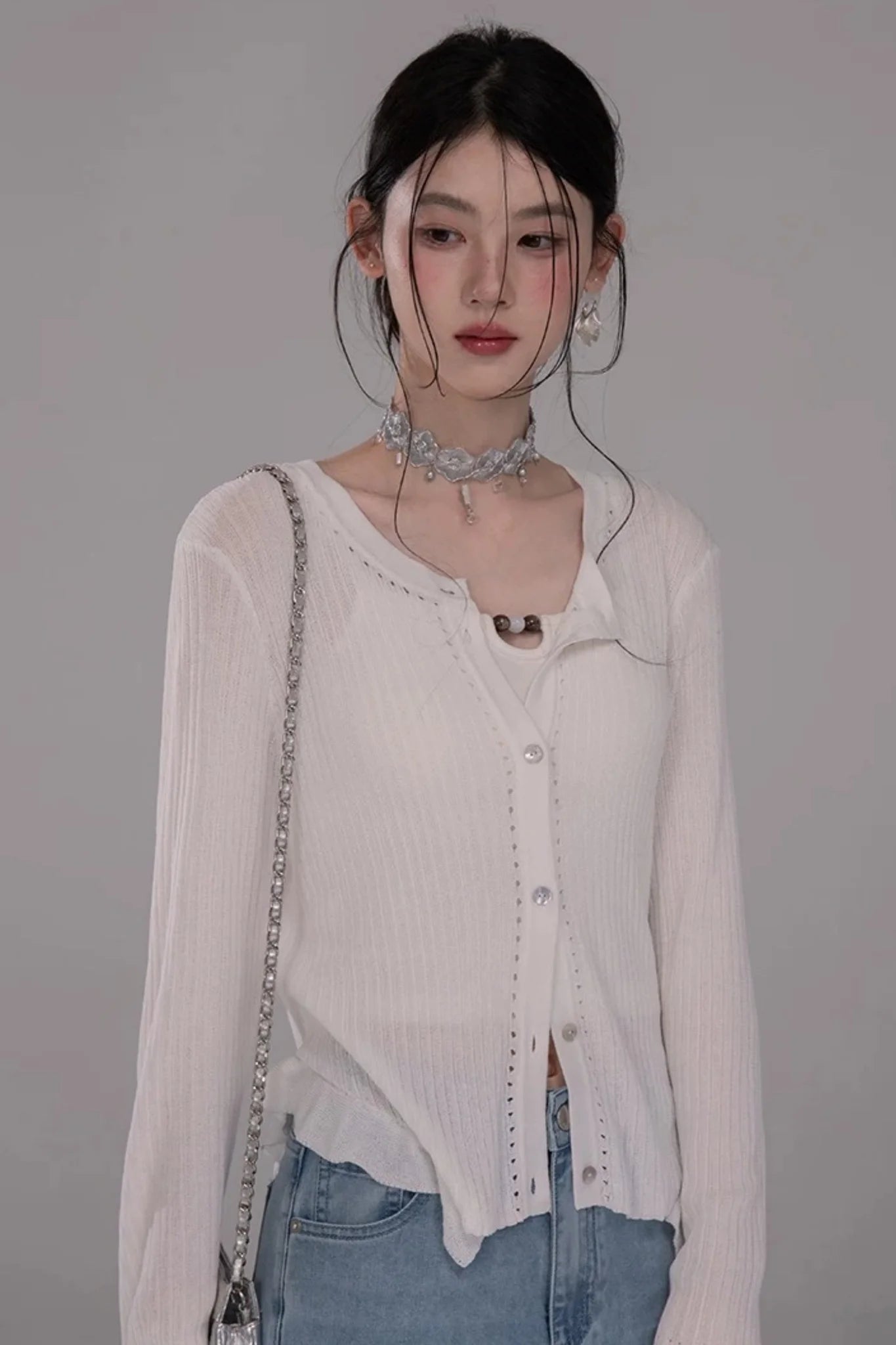 Cloud White Knit Cardigan