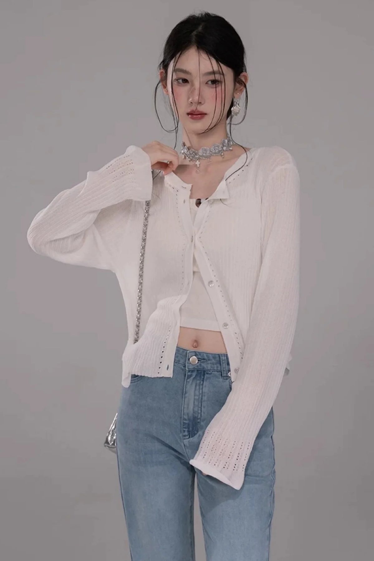 Cloud White Knit Cardigan