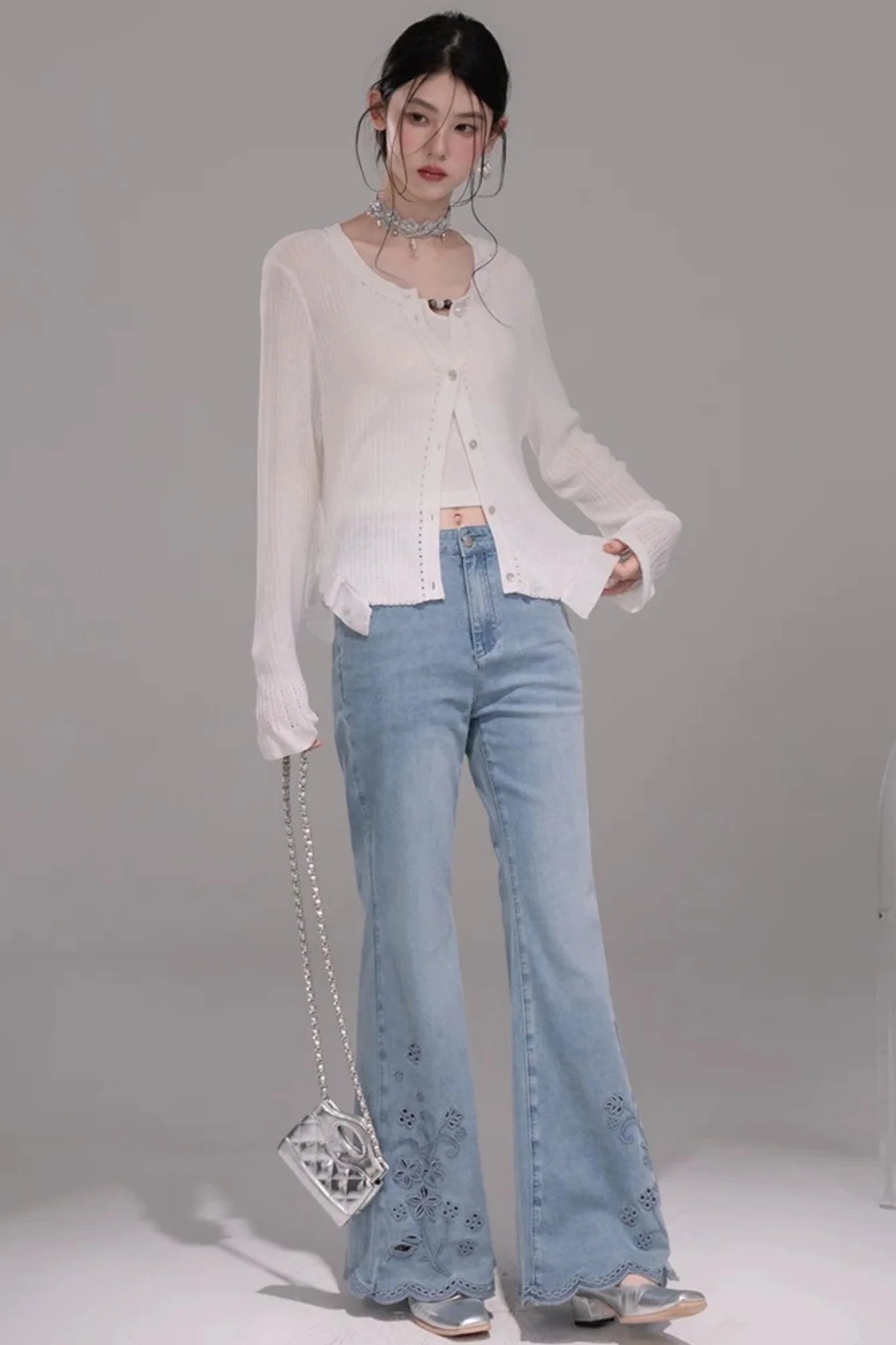 Cloud White Knit Cardigan