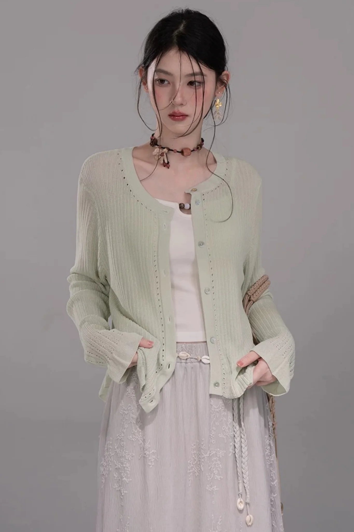 Cloud White Knit Cardigan