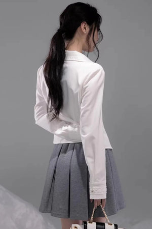 Cloud White Waist-Cinching Shirt
