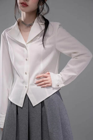 Cloud White Waist-Cinching Shirt
