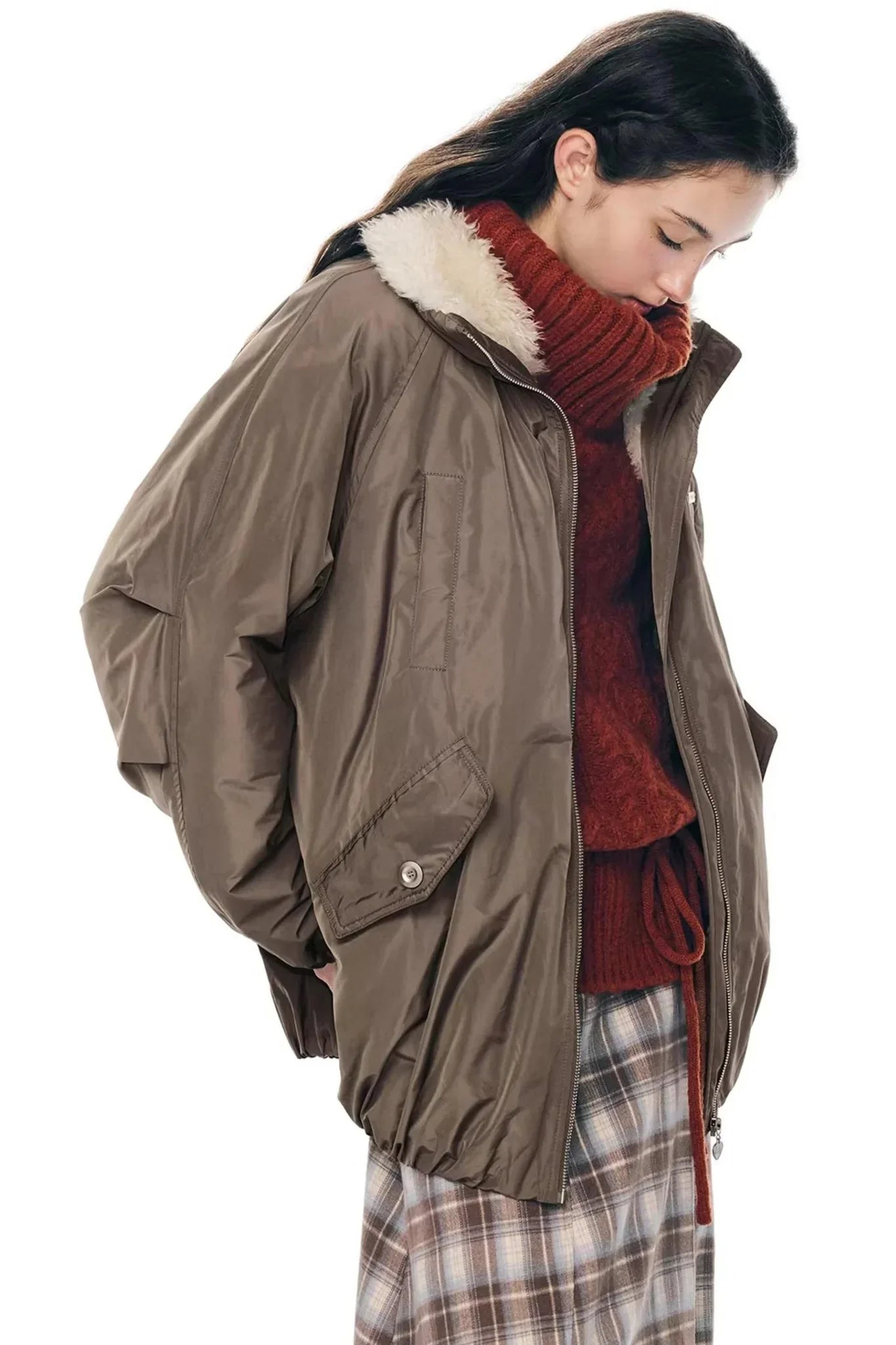 Cocoa Mousse Fur-Lined Jacket