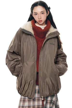 Cocoa Mousse Fur-Lined Jacket