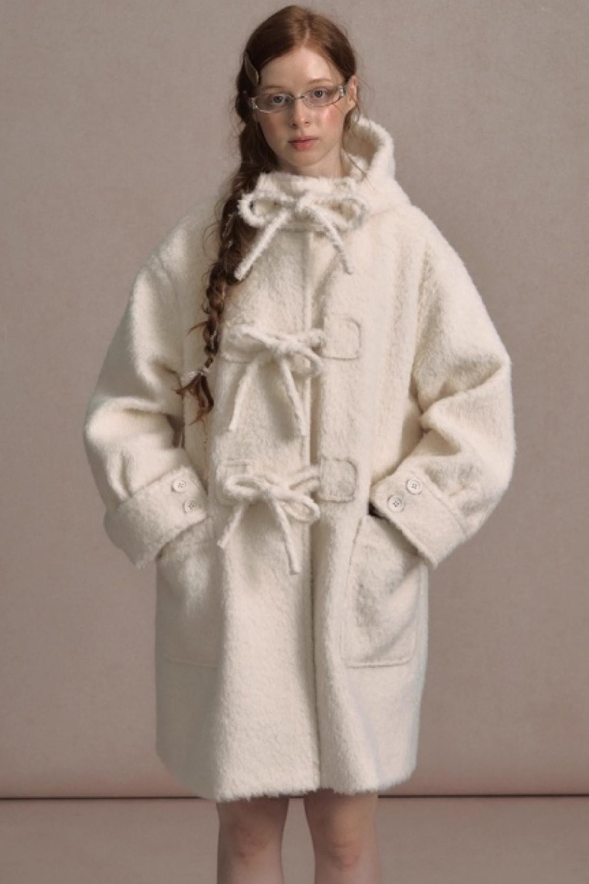 College Hooded Thick Woolen Jacket
