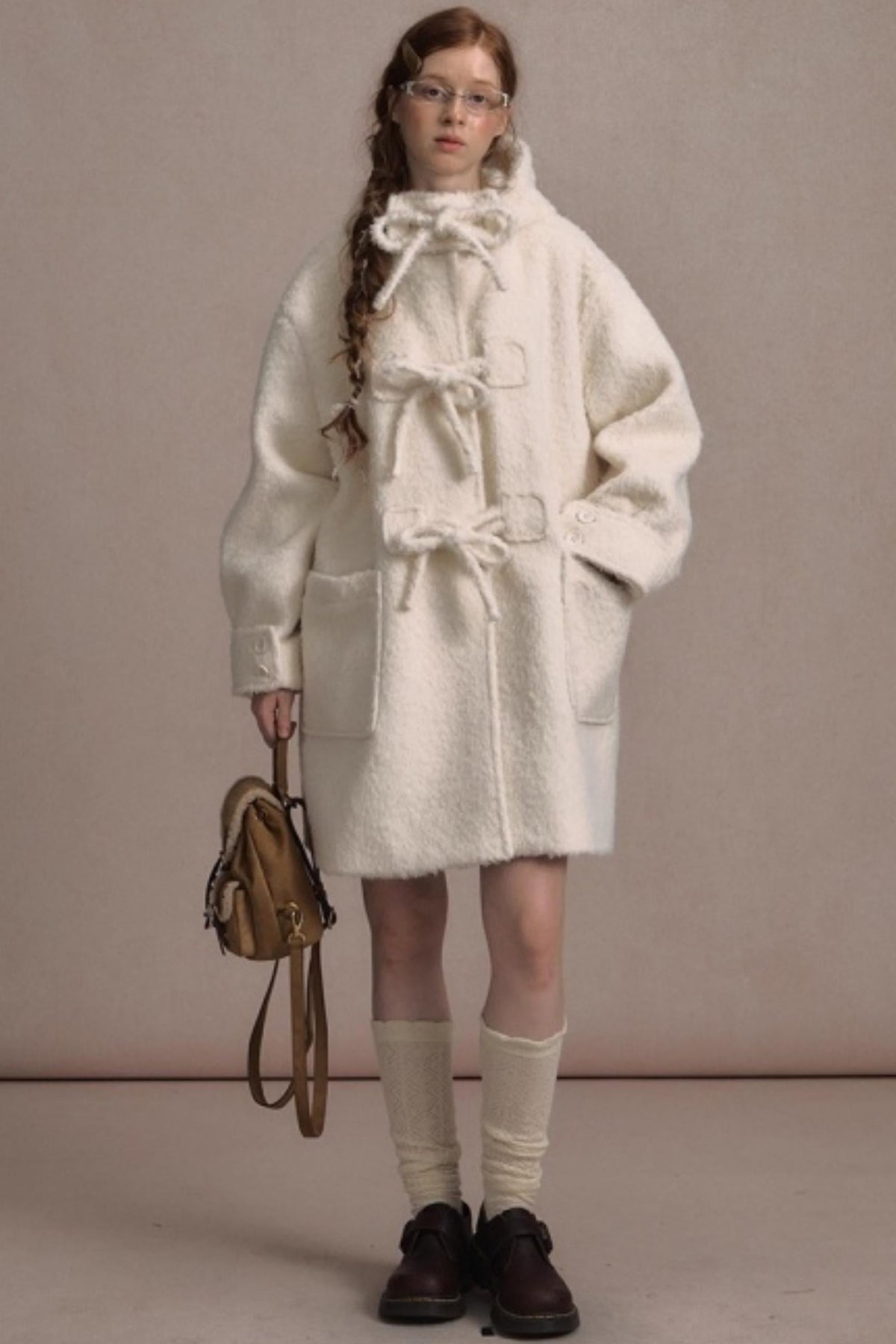 College Hooded Thick Woolen Jacket