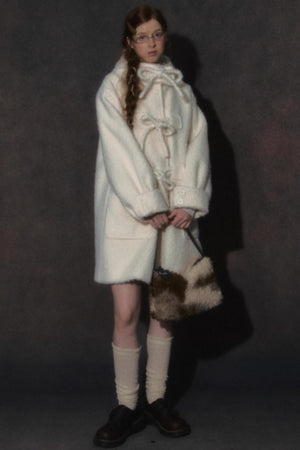 College Hooded Thick Woolen Jacket