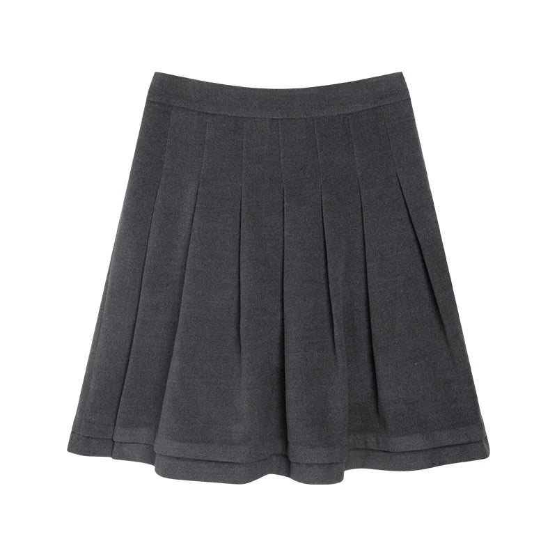 College Ruffle Woolen Suit Skirt Set-Up