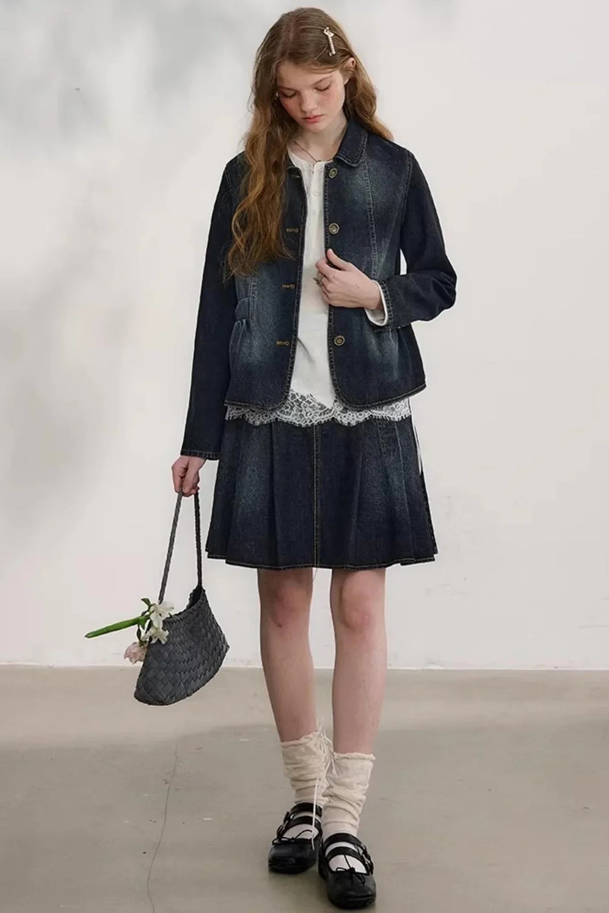 College-Style Denim Jacket Set-Up