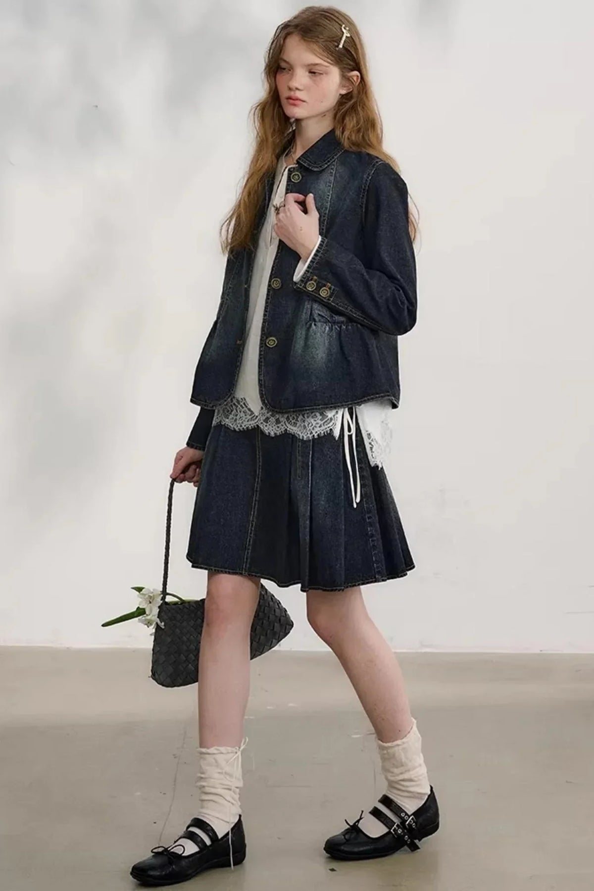 College-Style Denim Jacket Set-Up