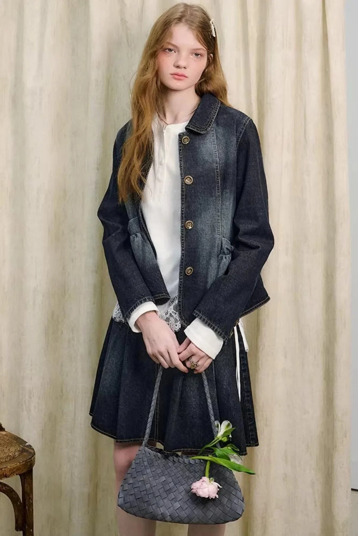 College-Style Denim Jacket Set-Up