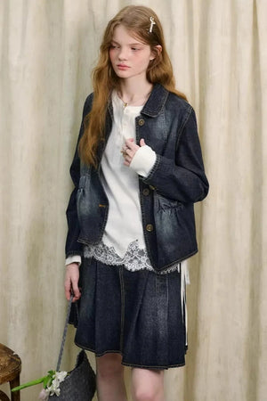 College-Style Denim Jacket Set-Up