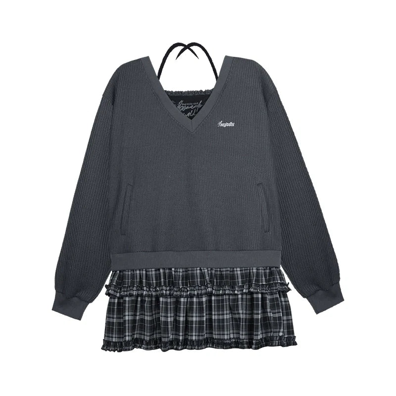 College Style Knit Fake Two-Piece Dress