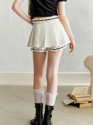 College Style Pleated Lace Skirt
