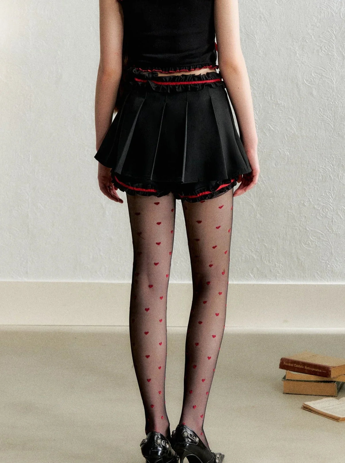 College Style Pleated Lace Skirt