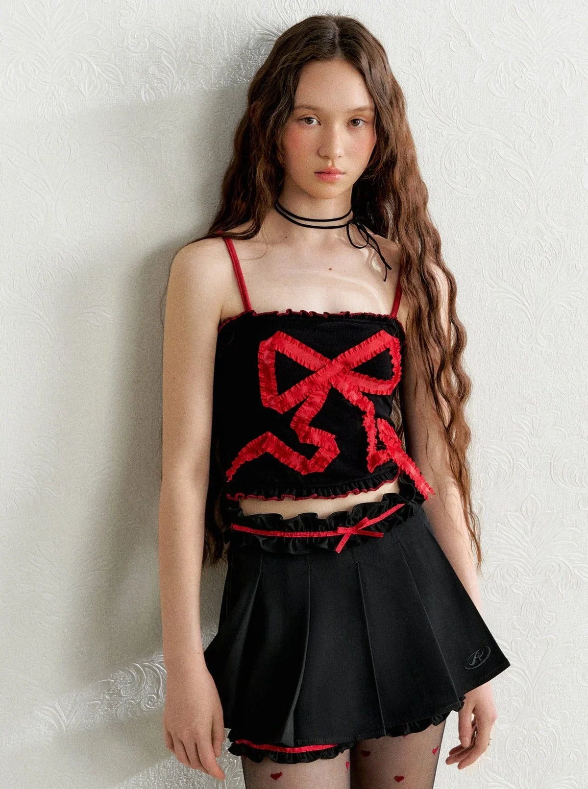 College Style Pleated Lace Skirt
