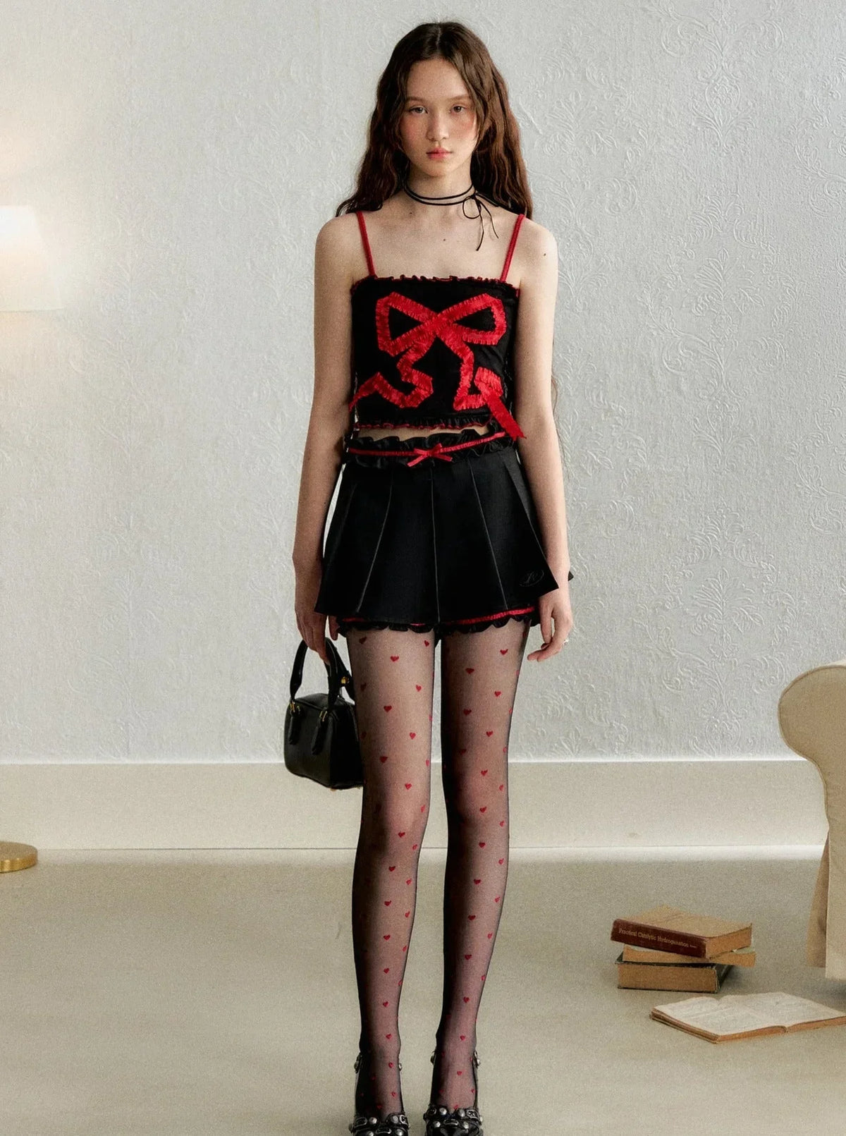 College Style Pleated Lace Skirt