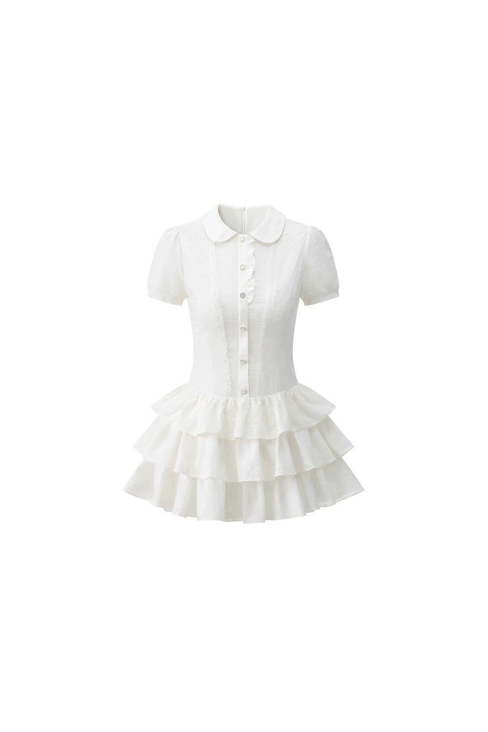 College Style Puff Sleeve Shirt Dress