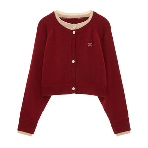 College Vintage Fake Two Piece Sweater Jacket