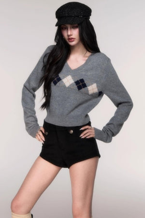 Collegiate Knit V-Neck Cardigan