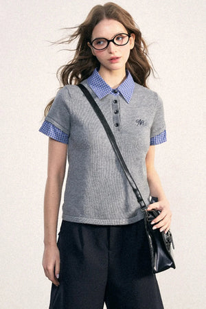 Collegiate Patchwork Knit Top