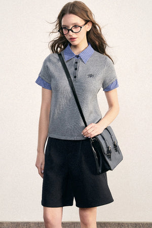 Collegiate Patchwork Knit Top