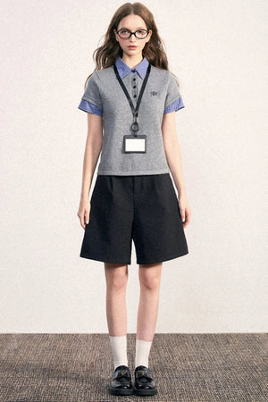 Collegiate Patchwork Knit Top