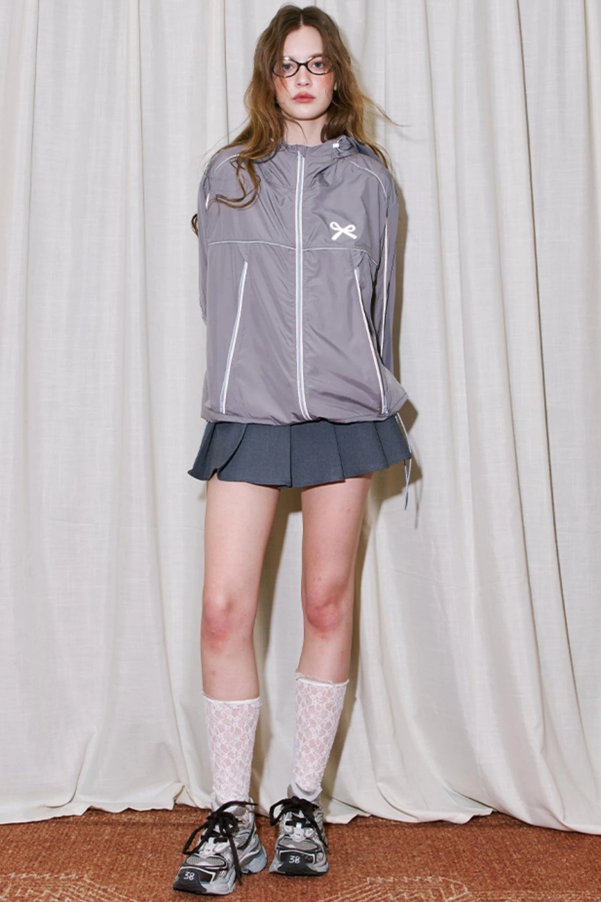 Color-Block Bow Hoodie Jacket