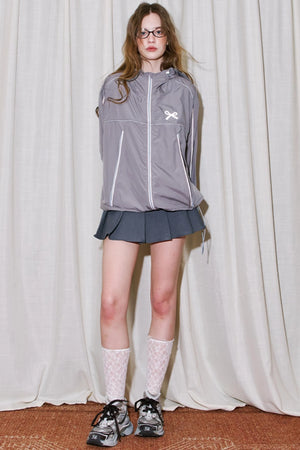 Color-Block Bow Hoodie Jacket