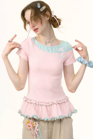 Color Block Bow T-Shirt