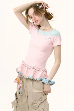 Color Block Bow T-Shirt