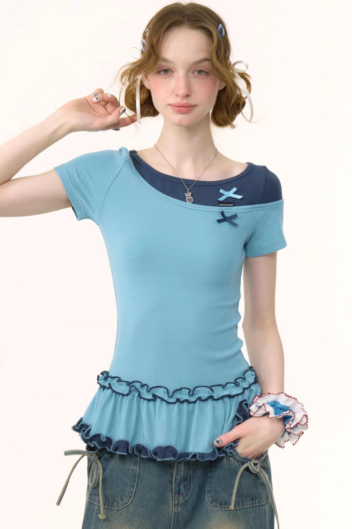 Color Block Bow T-Shirt