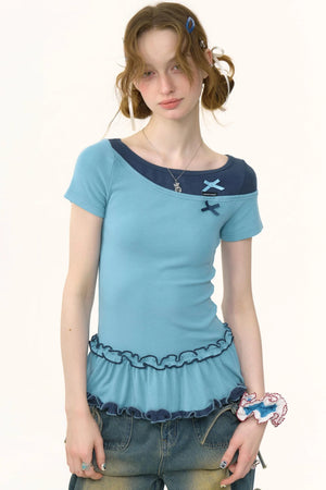 Color Block Bow T-Shirt
