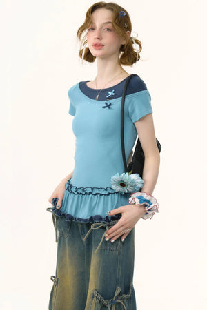 Color Block Bow T-Shirt