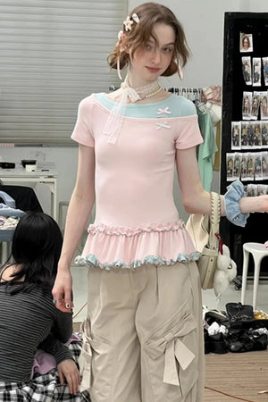 Color Block Bow T-Shirt