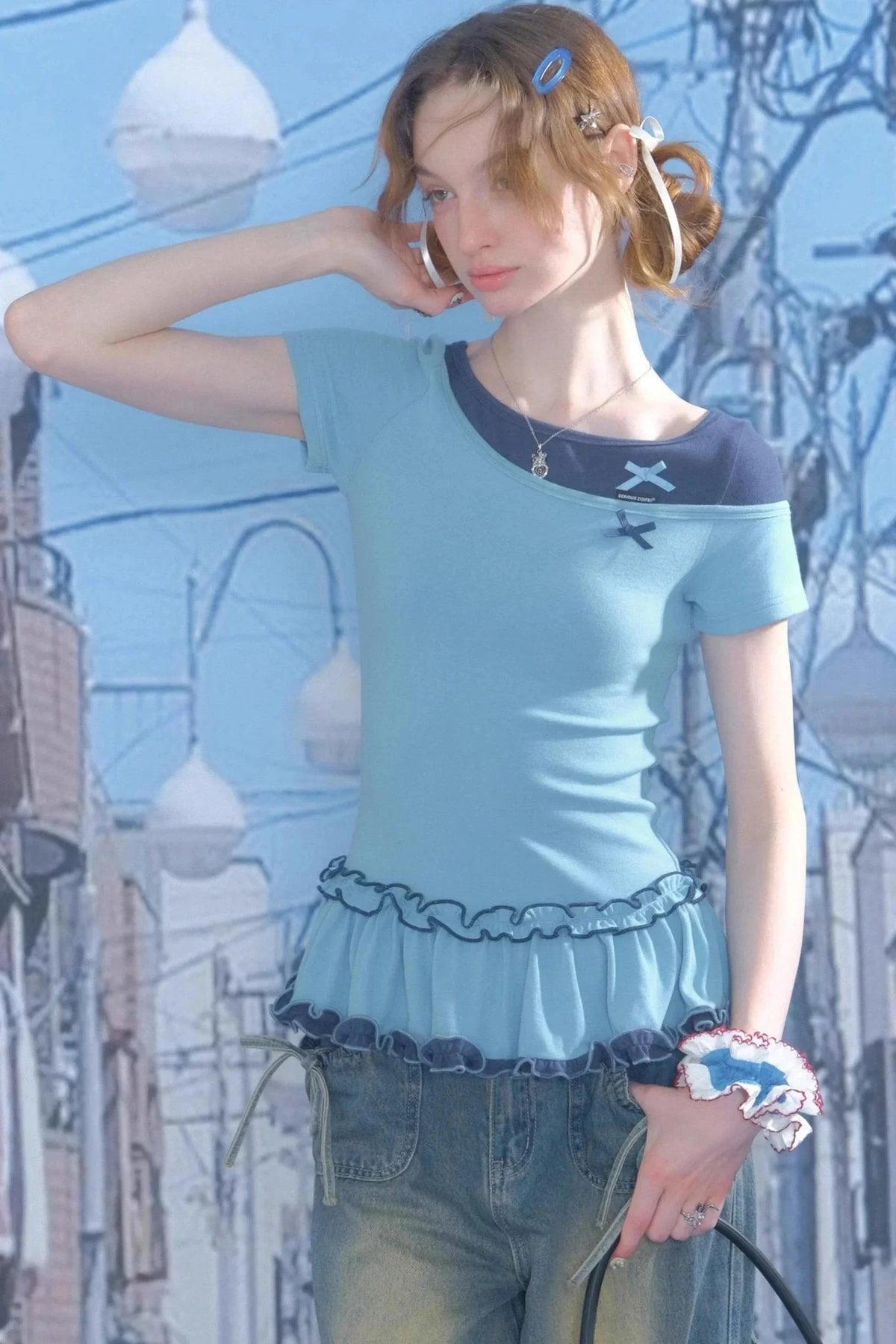 Color Block Bow T-Shirt