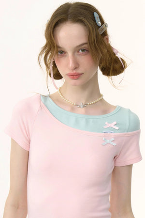 Color Block Bow T-Shirt