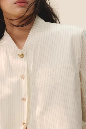 Color-Block Double Collar Blouse