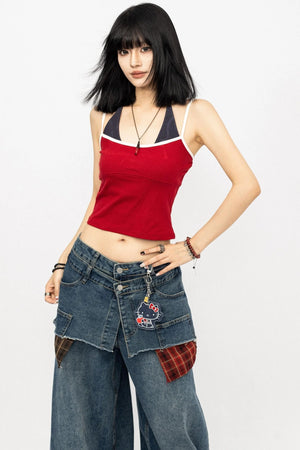 Color Block Halter Tank Top