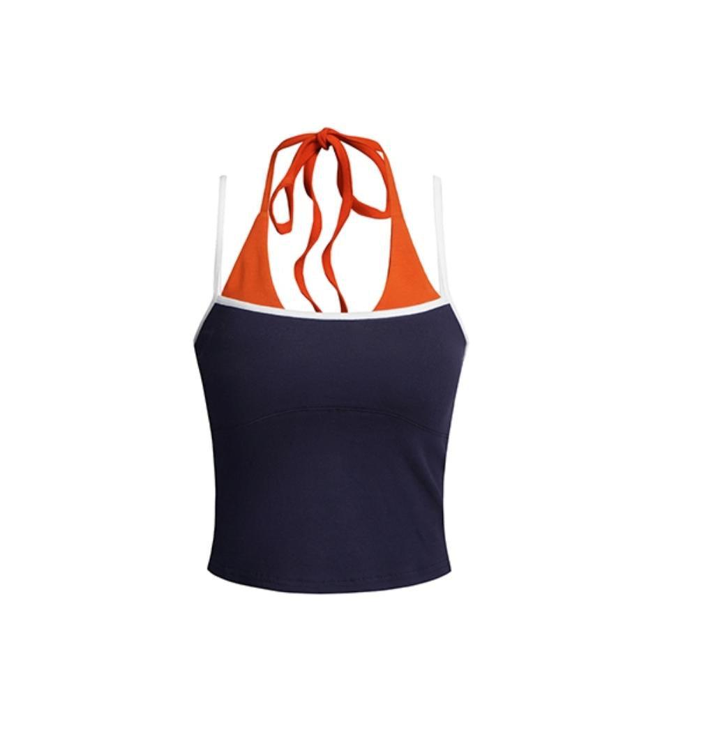 Color Block Halter Tank Top