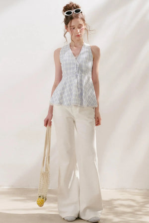 Color-Block Hand-Painted Floral Jeans