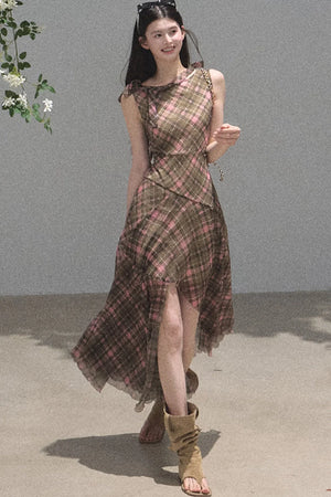 Color-Block Irregular Off-Shoulder Dress